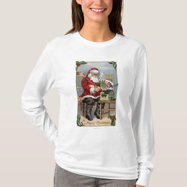 JulGreetingSanta målning T Shirt (Framsida)