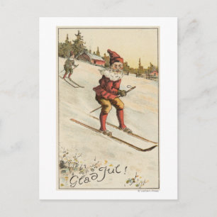 JulGreetingSanta skidåkning Helg Vykort