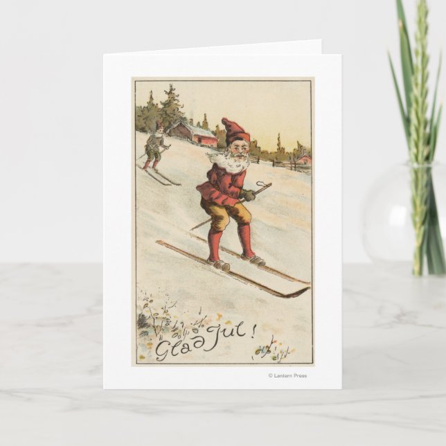 JulGreetingSanta skidåkning Helgkort (Framsida)