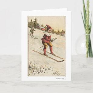 JulGreetingSanta skidåkning Helgkort