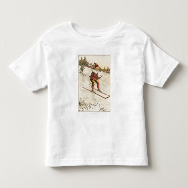 JulGreetingSanta skidåkning T Shirt (Framsida)