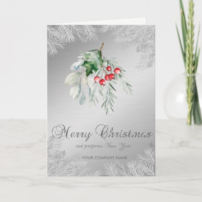 Julgrensgrenar Silver Mistel Helgkort (Framsida)
