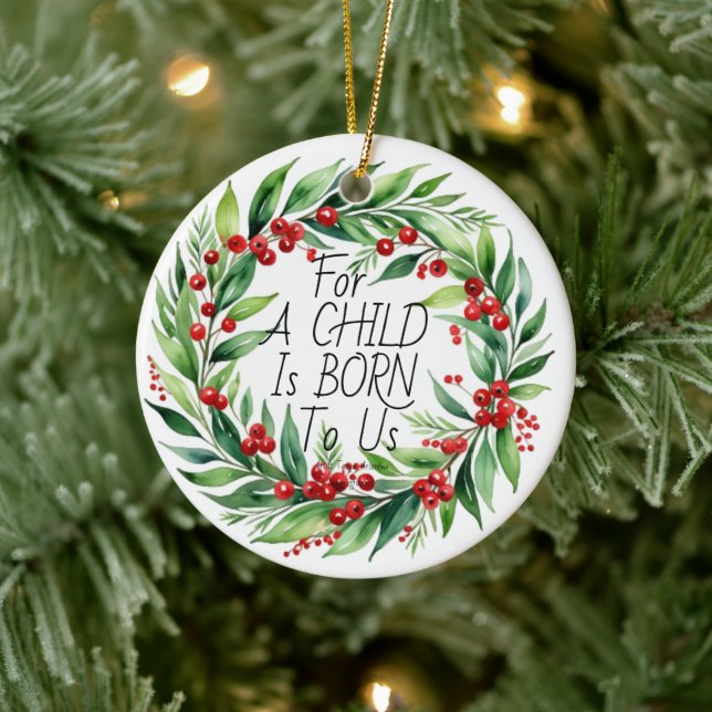 Julgrey? Ett barn, julkrans Julgransprydnad Keramik (Träd)