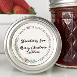Julgrey gjord med Kärlek blank Runt Klistermärke<br><div class="desc">Den här vackra klisterlappen har klassiska julgröna bär med en modern cirkulär typografi. Idrott till skriva i dina spel! Underbar för hemmade varor för den här julhelgen.</div>