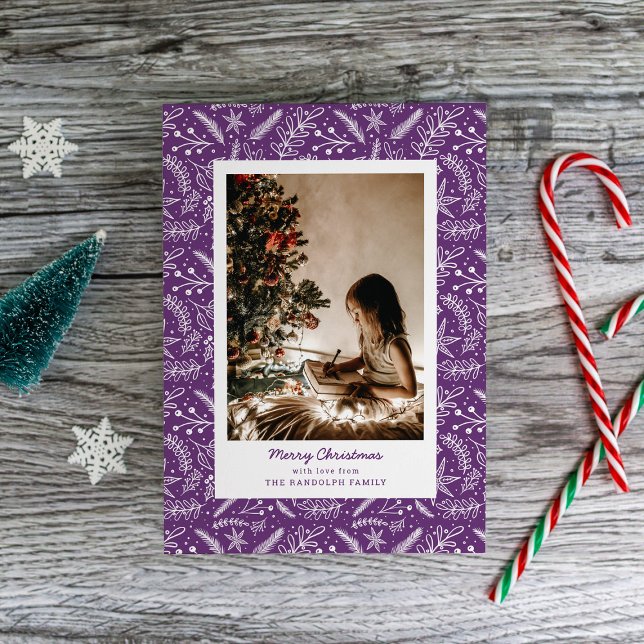 Julgrey-Lodrät - ett enda foto (plommon) Julkort (Skapare uppladdad)