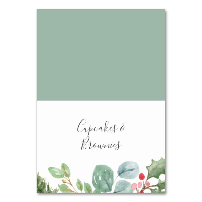 Julgrey & Red Berry Buffet Food Labels Bordsnummer (Framsidan)