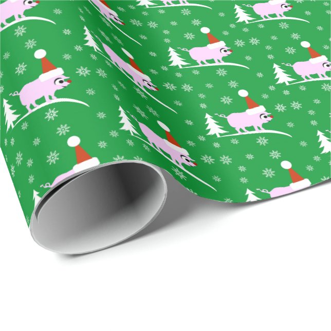 Julgris med röd näsa presentpapper (Rullad Hörn)