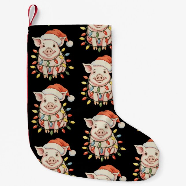 Julgris Xmas-ljus Santa Hö Stackars Julsäsong Liten Julstrumpa (Framsidan)