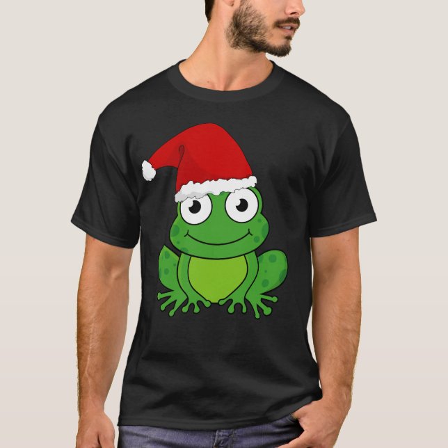 Julgroda med den Santa hatten T Shirt (Framsida)