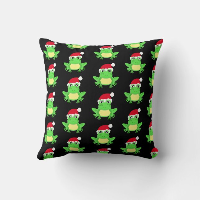 Julgrodd Santa Hat Mönster Black Novelty Kudde (Baksida)