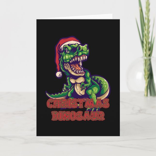 Julgrön dinosaurie | Dinosauriedesign Kort (Framsida)