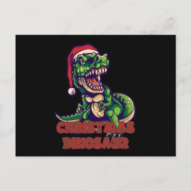 Julgrön dinosaurie | Dinosauriedesign Vykort (Framsida)