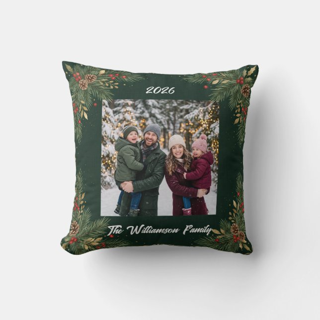 Julgrön Familjefoto Kudd Kudde (Framsida)