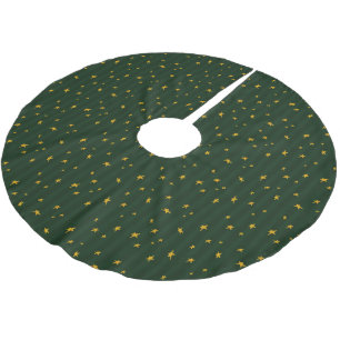 Julgrön gul stjärnrandig jul julgransmatta borstad polyester