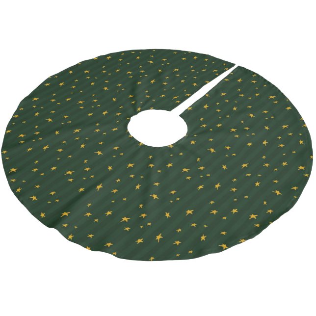 Julgrön gul stjärnrandig jul julgransmatta borstad polyester (Vinklad)