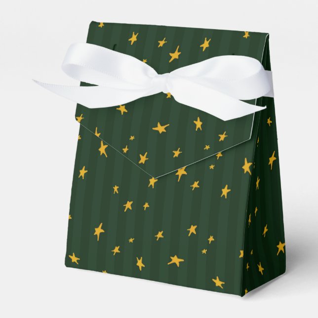 Julgrön gul stjärnrandig jul presentaskar (Framsidan Sidan)