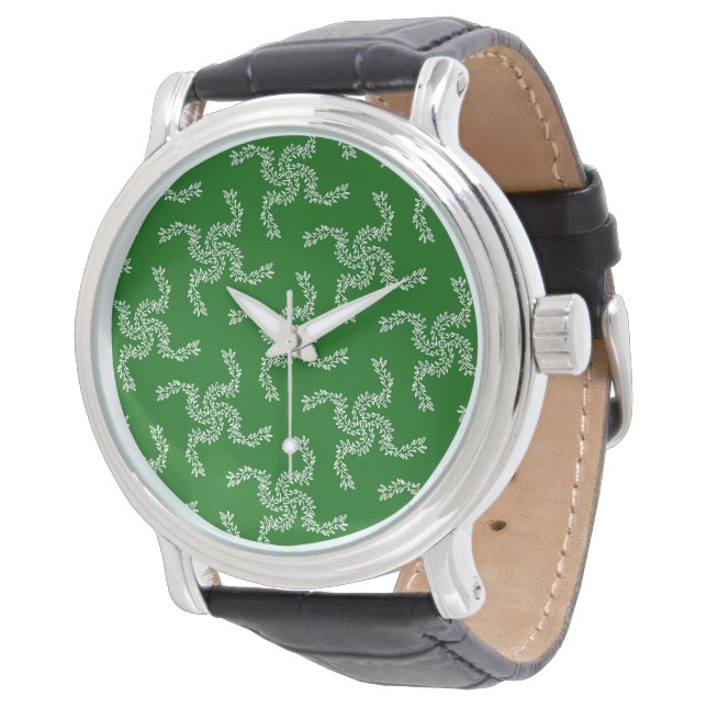 Julgrön krans, juldekoration armbandsur (Vinklad)