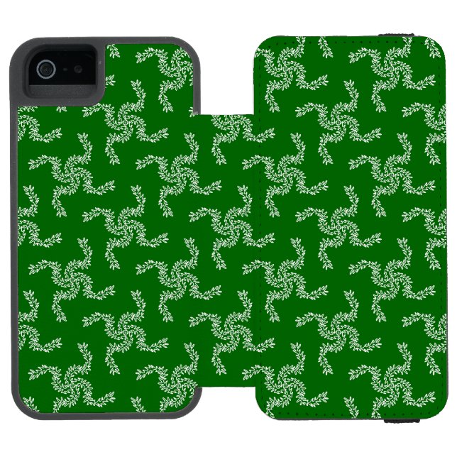 Julgrön krans, juldekoration incipio iPhone wallet skal (Folio Öppen)