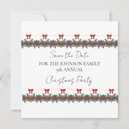 Julgrön krans med röda ränder och guldaccent inbjudningar