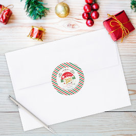 Julgrön och röd pepperkaksfest-inbjudan runt klistermärke