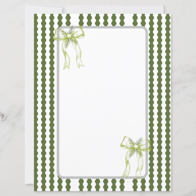 Julgrön och vit randig banderoll brevpapper (Framsida)