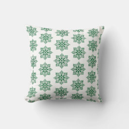 Julgrön Rutig Mönster med Snöflinga Kudde