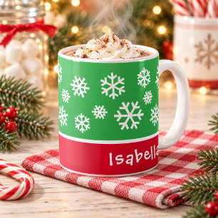 Julgrön Snöflinga Jul Namn Kaffemugg