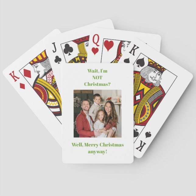 julgrön text fotobild  casinokort (Baksidan)