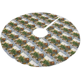 Julgrön traktor med lysande ljus julgransmatta borstad polyester