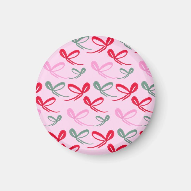 Julgröna rosa slinga handritad magnet (Framsidan)