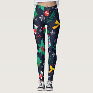 JulgrönaTrees, Flakes, Stockings Mönster Leggings