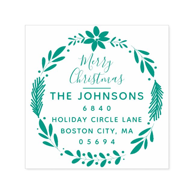 Julgrönsakskrans Returadress Självfärgande Stämpel (Design)