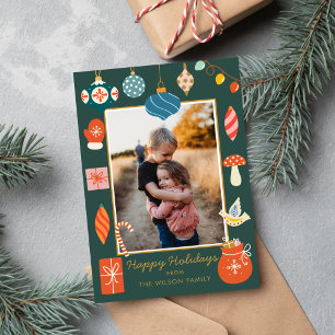 Julgrönsaksprydnad Söt Familjefoto Julkort