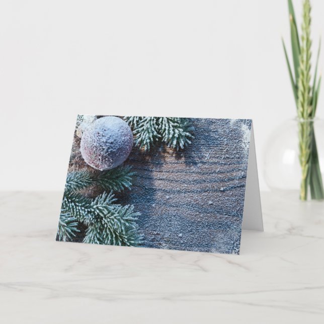 Julgrönsakvit utsmyckning helgkort (Framsida)