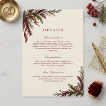 Julgrönt Brölloppsdetaljer Holiday Wedding Details