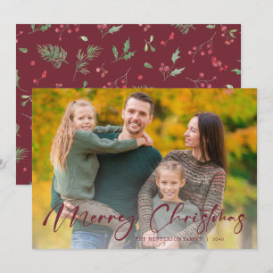 Julgrönt Familjefoto Högtidskort Julkort