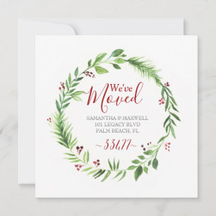 Julgrönt flyttmeddelande julkort