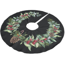 Julgrönt med kottar julgransmatta borstad polyester