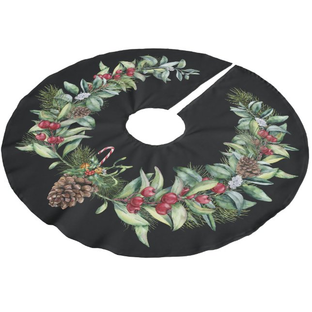 Julgrönt med kottar julgransmatta borstad polyester (Vinklad)