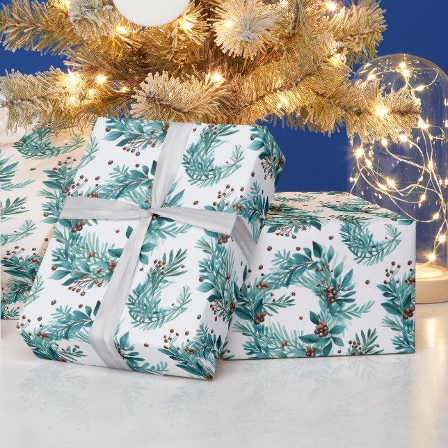 Julgrönt och bär Modern jul Presentpapper (Helgdagar)