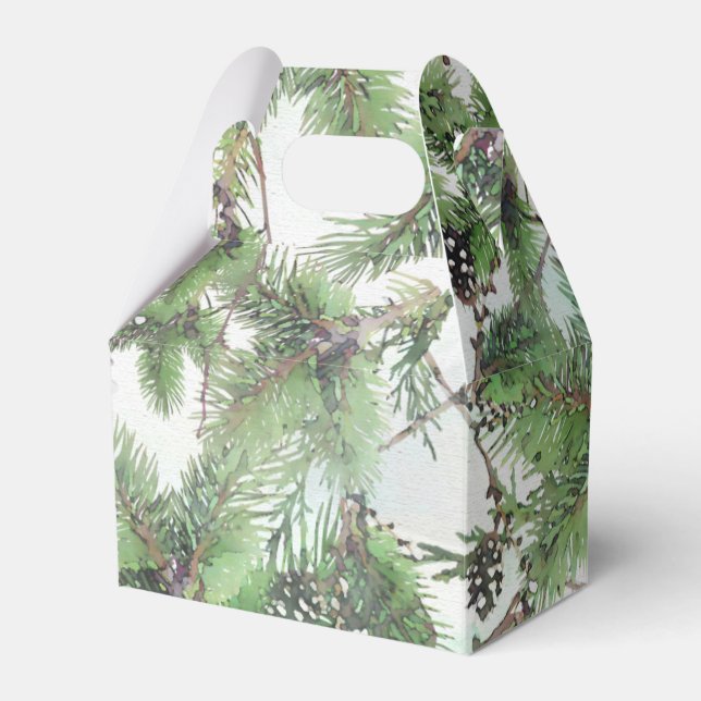 Julgrönt & Tallkottar Country Vinterbröllop Presentaskar (Framsidan Sidan)