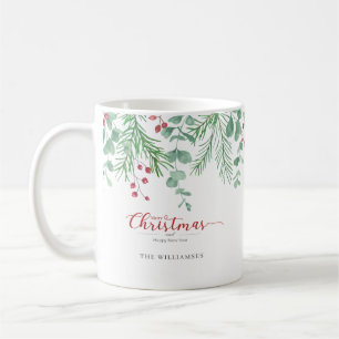 Julgrönt vattenfärgspersonaliserad mugg