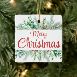 JulGrönten Blommigt Ram God jul Julgransprydnad Keramik