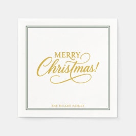 JulGrönten och guld, eleganten Pappersservett