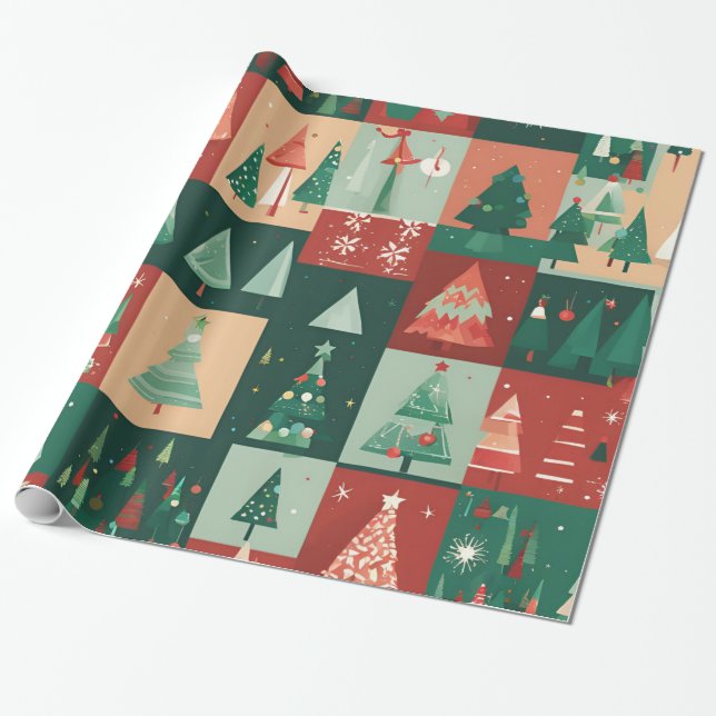 Julgrönten träd presentpapper (Utrullad)