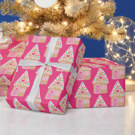 Julgrött Hus Inpackningspapper Presentpapper