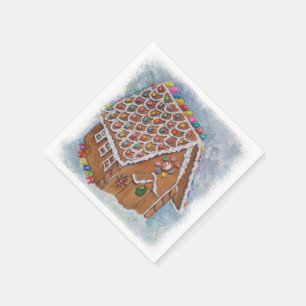 Julgrött Hus Pappersservett