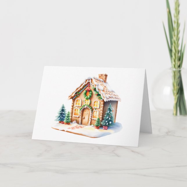 Julgrött Hus Tack Kort (Framsida)