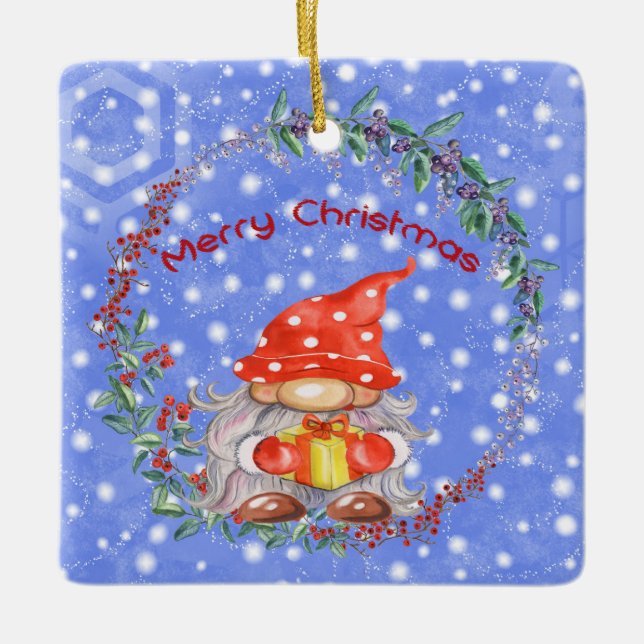 Julgrum i Red Hat och Ceramic Ornam Julgransprydnad Keramik (Framsida)
