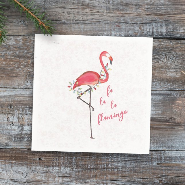 Julgrute Festive Flamingo String Ljus Pappersservett (Cute Christmas Merry and Bright pink flamingo holiday lights.)